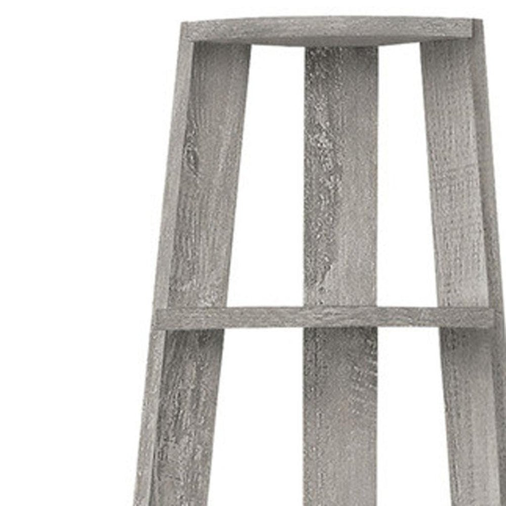 Gray Particle Board and Wood Five Tier Corner Bookcase - 71-inch