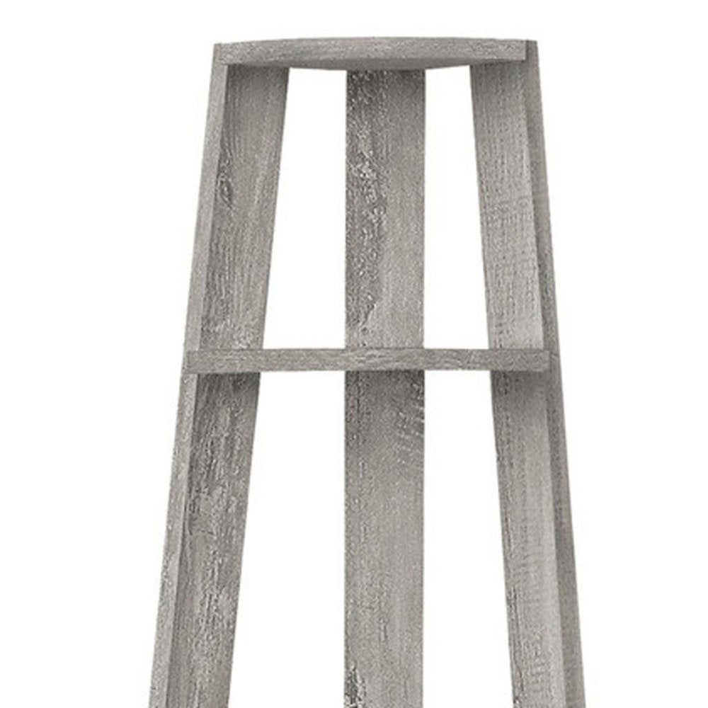 Gray Particle Board and Wood Five Tier Corner Bookcase - 71-inch