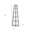 Gray Particle Board and Wood Five Tier Corner Bookcase - 71-inch
