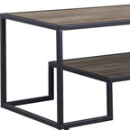 Brown and Black Metal Sled Coffee Table with Shelf - 45-inch