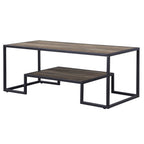 Brown and Black Metal Sled Coffee Table with Shelf - 45-inch