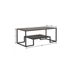 Brown and Black Metal Sled Coffee Table with Shelf - 45-inch