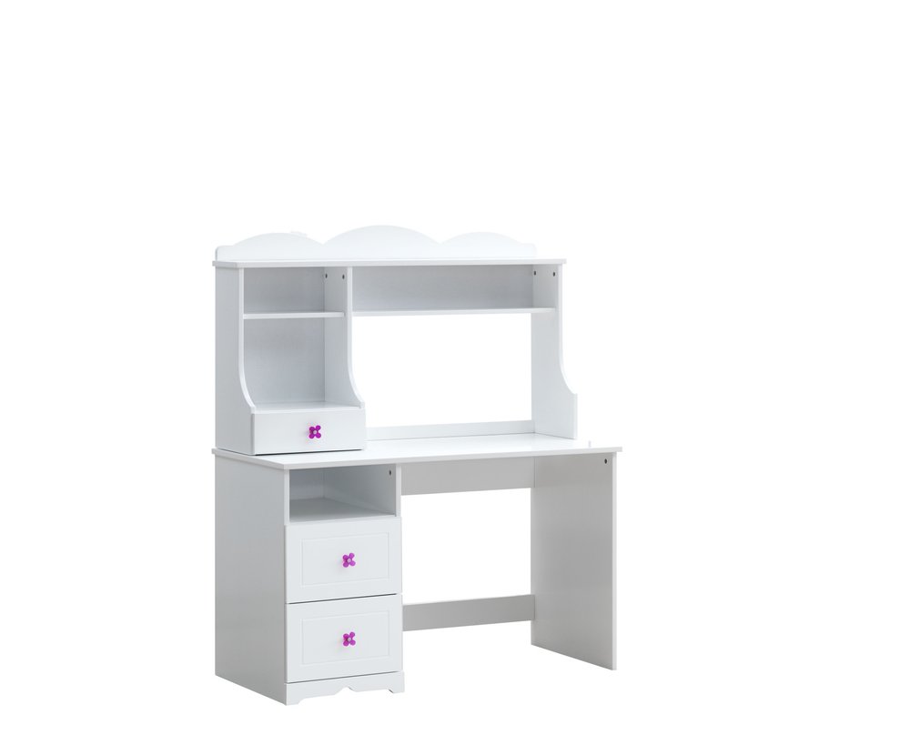 White Wood Writing Desk with Two Drawers - 47-inch