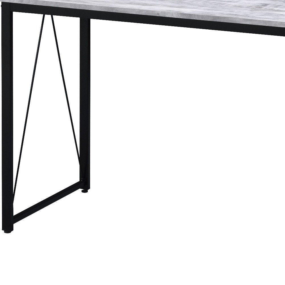 Antiqued White and Black Writing Desk - 35-inch