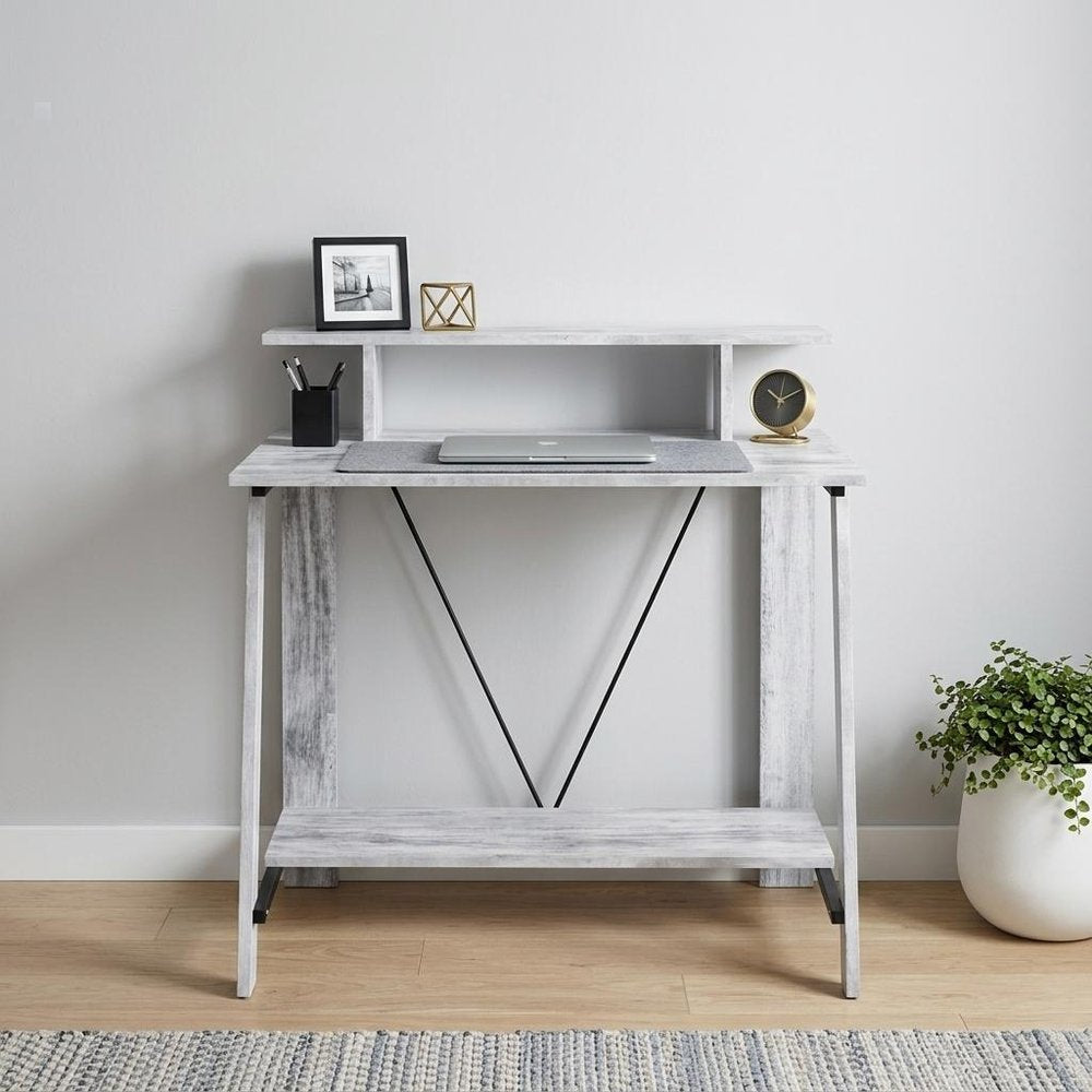 Antiqued White Writing Desk - 32-inch