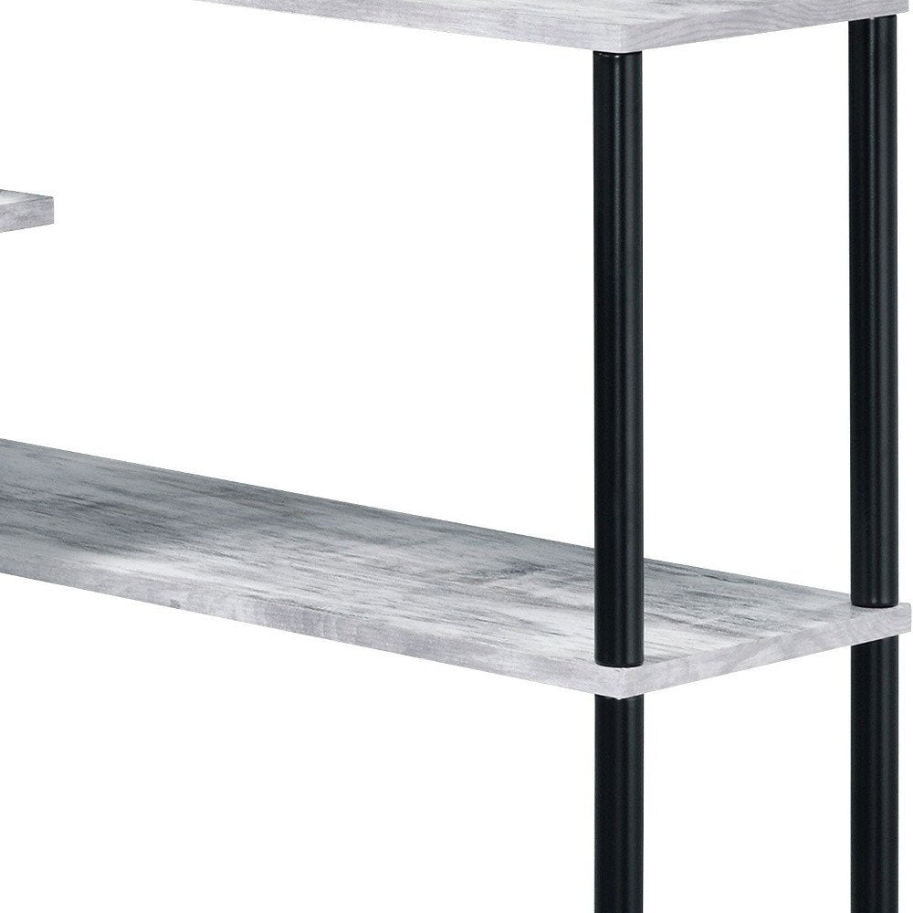 Antiqued White L Shape Writing Desk - 39-inch