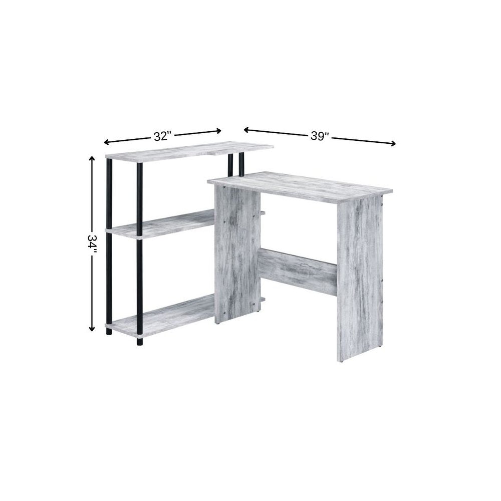 Antiqued White L Shape Writing Desk - 39-inch