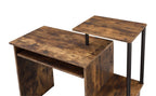 Oak and Black Wood and Metal Computer Desk - 37-inch