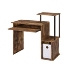 Oak and Black Wood and Metal Computer Desk - 37-inch