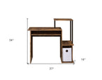 Oak and Black Wood and Metal Computer Desk - 37-inch