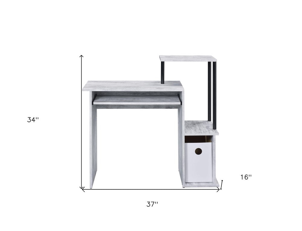 Antiqued White Computer Desk - 37-inch