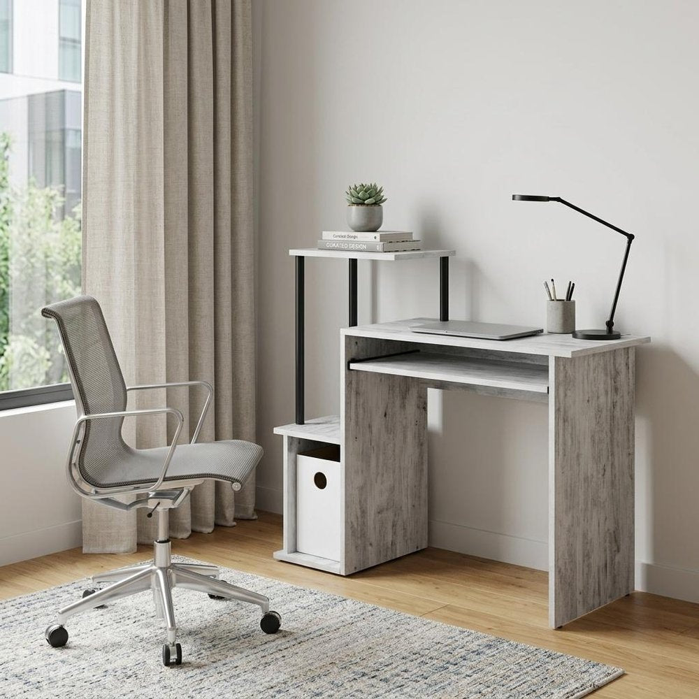 Antiqued White Computer Desk - 37-inch