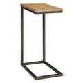 Oak and Black Distressed Solid Wood and Steel Frame End Table - 25-inch