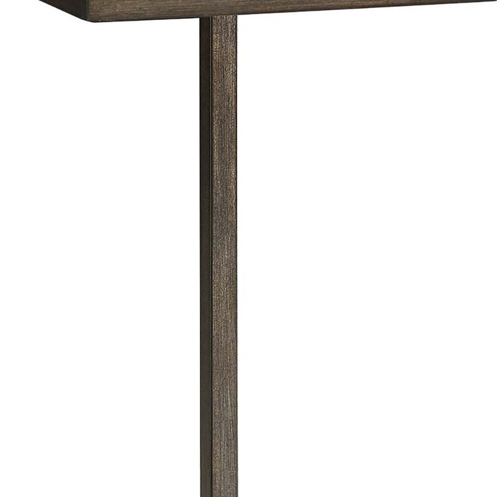 Oak and Black Distressed Solid Wood and Steel Frame End Table - 25-inch