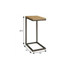 Oak and Black Distressed Solid Wood and Steel Frame End Table - 25-inch