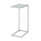 Clear and White Glass and Steel Sled End Table - 26-inch