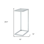 Clear and White Glass and Steel Sled End Table - 26-inch