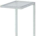 Clear and White Glass and Steel Sled End Table - 26-inch