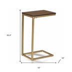 Dark Brown Solid Wood and Steel Frame End Table - 25-inch
