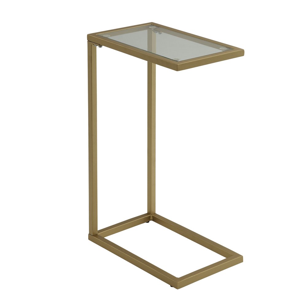 Clear and Gold Glass and Steel Frame End Table - 26-inch