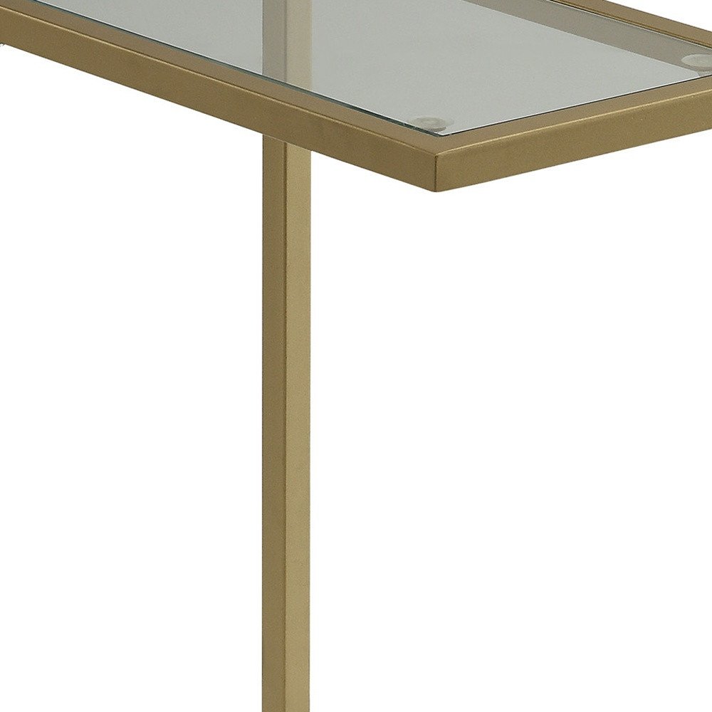Clear and Gold Glass and Steel Frame End Table - 26-inch