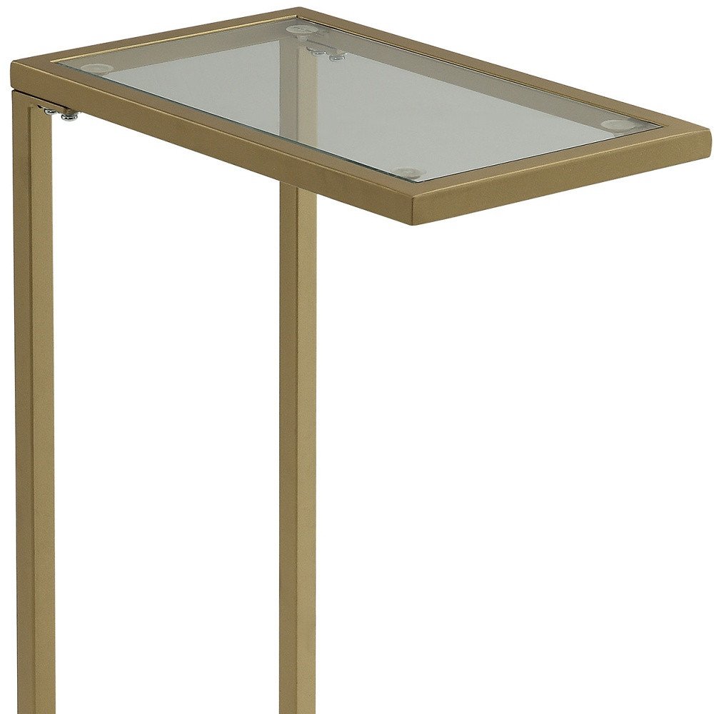 Clear and Gold Glass and Steel Frame End Table - 26-inch