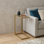 Clear and Gold Glass and Steel Frame End Table - 26-inch