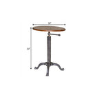 Industrial and Chestnut Solid Wood Round End Table - 22-inch