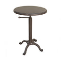 Gunmetal and Brown Iron Height Adjustable Round Pedestal End Table