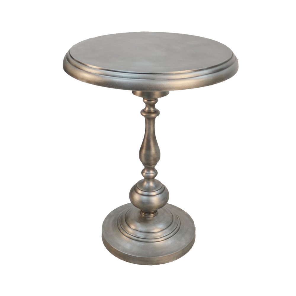 Nickel Iron Round Pedestal End Table - 24-inch