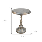Nickel Iron Round Pedestal End Table - 24-inch
