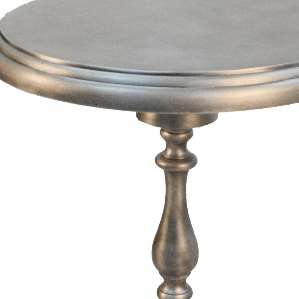 Nickel Iron Round Pedestal End Table - 24-inch