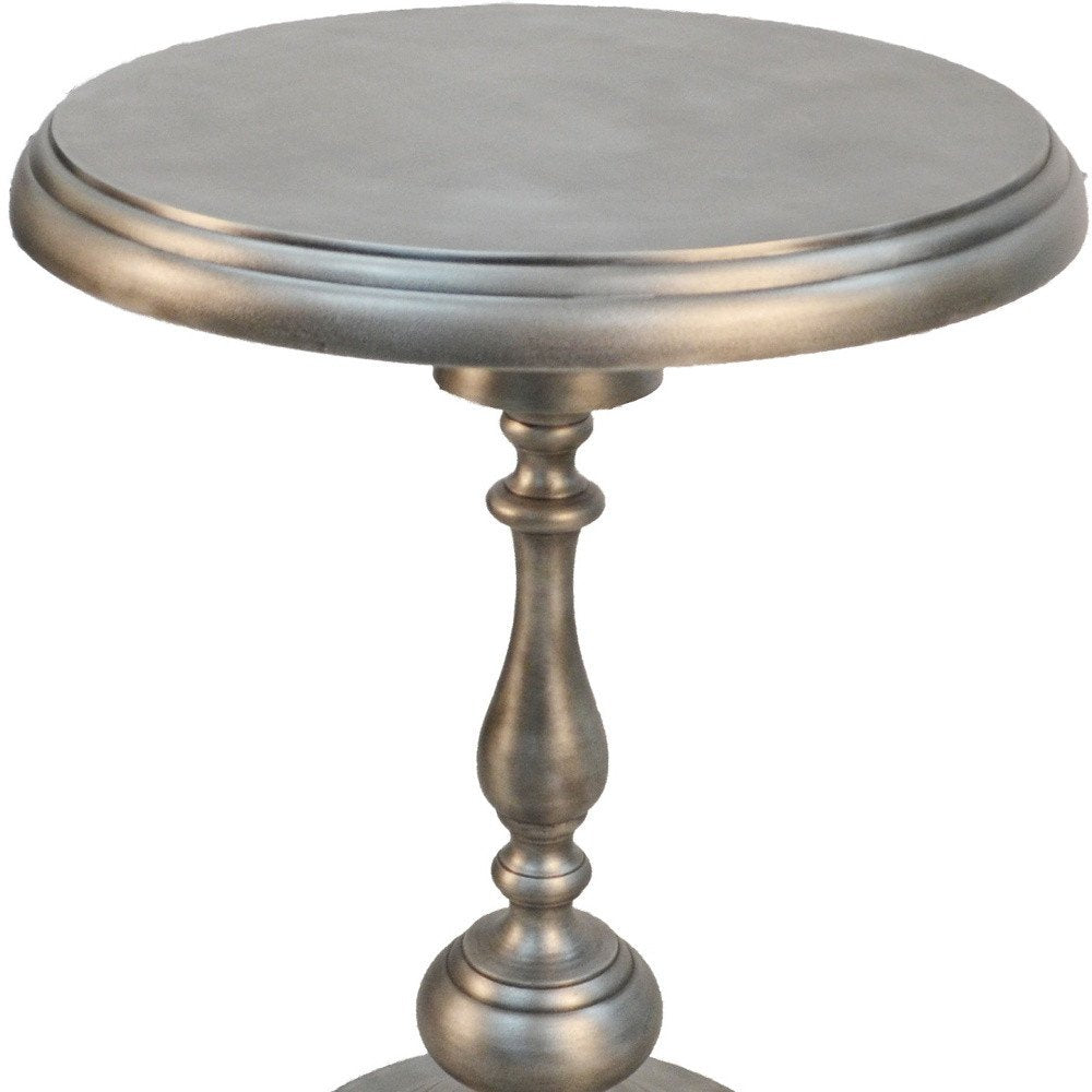 Nickel Iron Round Pedestal End Table - 24-inch