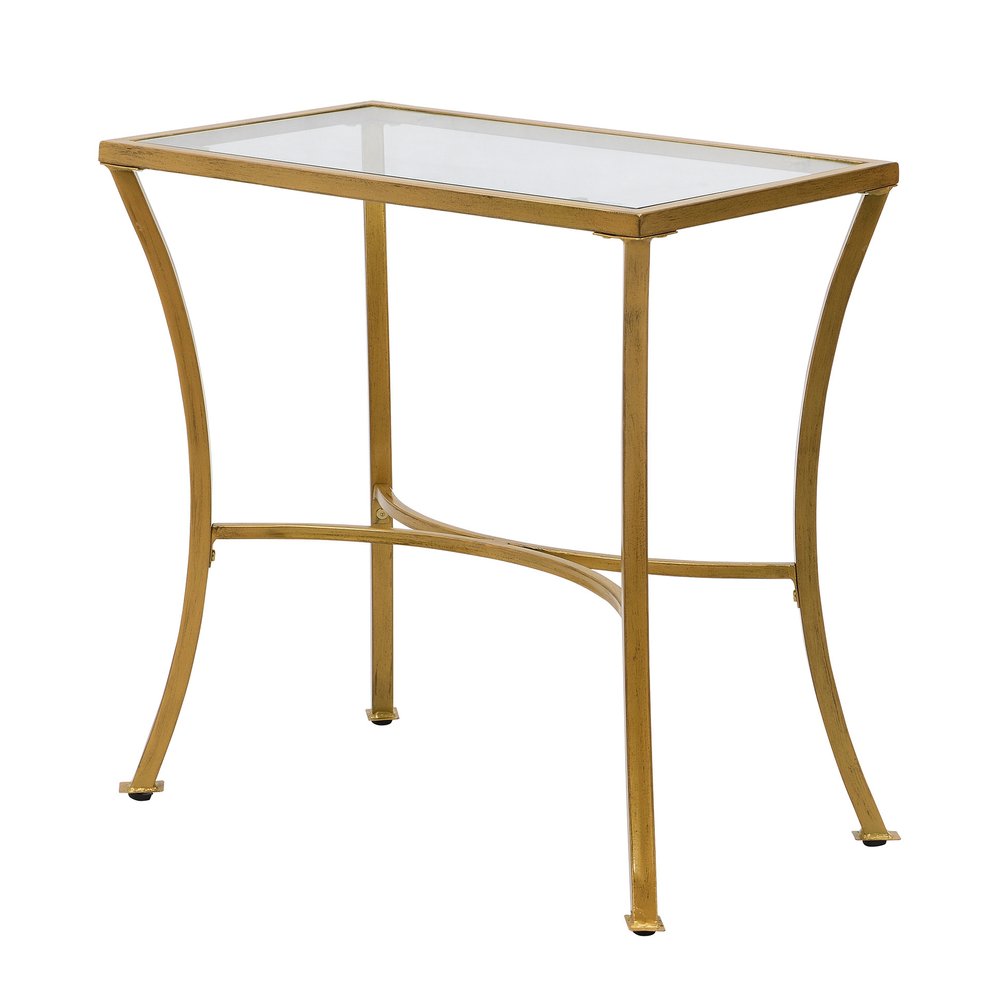 Gold Distressed Iron Round Pedestal End Table - 24-inch