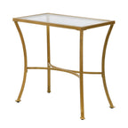 Gold Distressed Iron Round Pedestal End Table - 24-inch