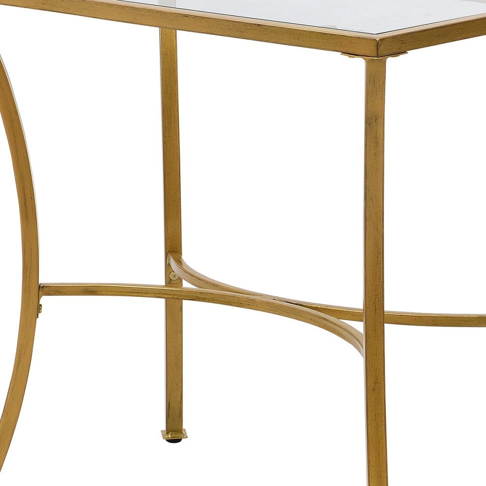 Gold Distressed Iron Round Pedestal End Table - 24-inch