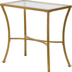 Gold Distressed Iron Round Pedestal End Table - 24-inch