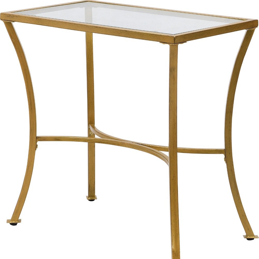 Gold Distressed Iron Round Pedestal End Table - 24-inch