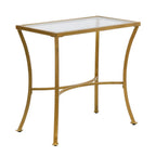 Gold Distressed Iron Round Pedestal End Table - 24-inch
