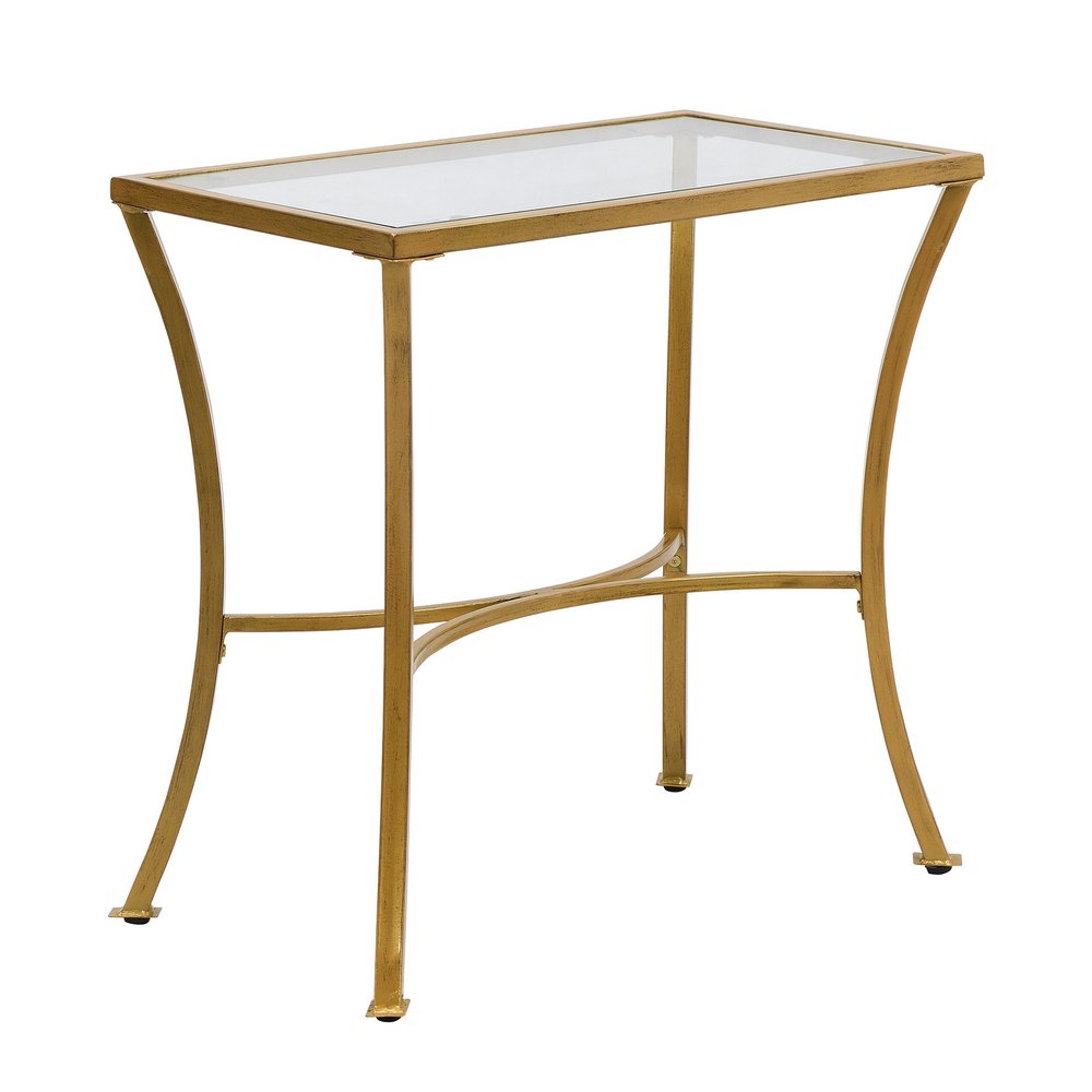 Gold Distressed Iron Round Pedestal End Table - 24-inch