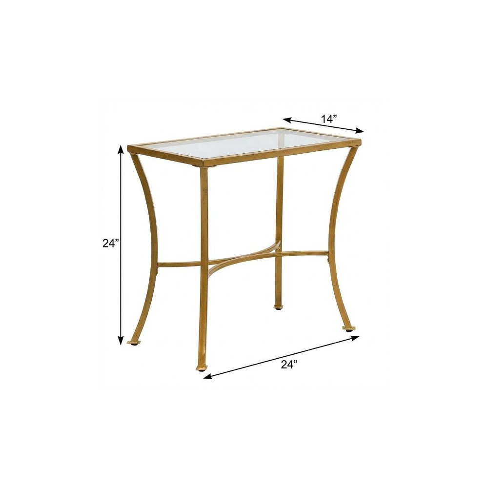 Gold Distressed Iron Round Pedestal End Table - 24-inch