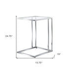 Chrome and Clear Glass Square End Table - 25-inch