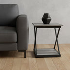 Black and Brown Manufactured Wood Square End Table - 20-inch
