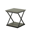 Gray and Black Wood and Iron Square Frame End Table with Shelf - 20-inch