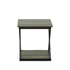 Gray and Black Wood and Iron Square Frame End Table with Shelf - 20-inch