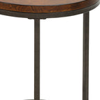 Black and Wood Brown Wood and Iron Round End Table - 24-inch