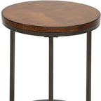 Black and Wood Brown Wood and Iron Round End Table - 24-inch