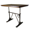 Adjustable Height Brown and Black Solid Wood and Iron Writing Desk