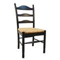 Straw and Black Solid Wood and Rush Ladder Back Dining Side Chair