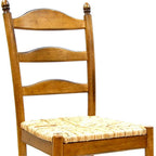 Straw and Brown Wood Ladder Back Dining Side Chair